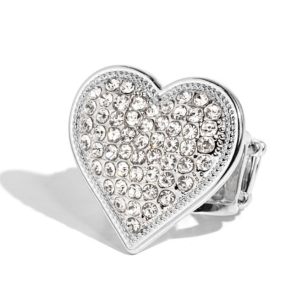 Silver Heart Rhinestone ring